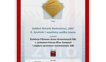 Firma CAL laureatem programu Ekskluzywna Stolarka VIP